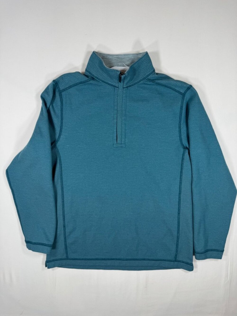 Tommy Bahama Pullover Flip Side Teal Men's L Reversible Quarter Zip Comy Travel
